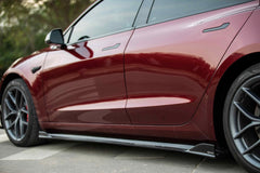 Tesla Model 3 / Performance 2017-2023 with Aftermarket Parts - Pre-preg Carbon Fiber Side Skirts from TAKD Carbon