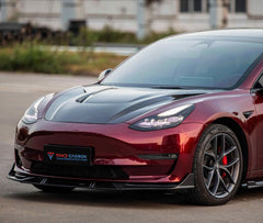 Tesla Model 3 / Performance 2017-2023 with Aftermarket Parts - Pre-preg Carbon Fiber Front Lip from TAKD Carbon