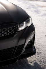 BMW 3 Series 330i (with M-package bumper, does not fit base model) M340i G20 Pre-LCI 2019 2020 2021 2022 with Aftermarket Parts - V1 Style Front Lip Pre-preg Carbon Fiber from TAKD Carbon