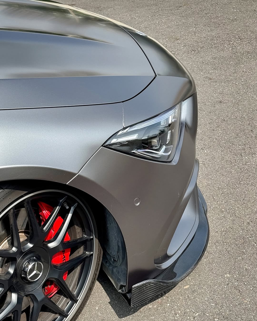 Mercedes Benz CLA45 (Does not fit CLA45s) C118 2020 2021 2022 2023 2024 with Aftermarket Parts - V1 Style Front Lip Pre-preg Carbon Fiber from TAKD Carbon