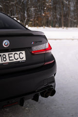 BMW 3 Series 330i (with M-package bumper, does not fit base model) M340i G20 Pre-LCI 2019 2020 2021 2022 with Aftermarket Parts - V2 Style Rear Diffuser & Canards Pre-preg Carbon Fiber from TAKD Carbon
