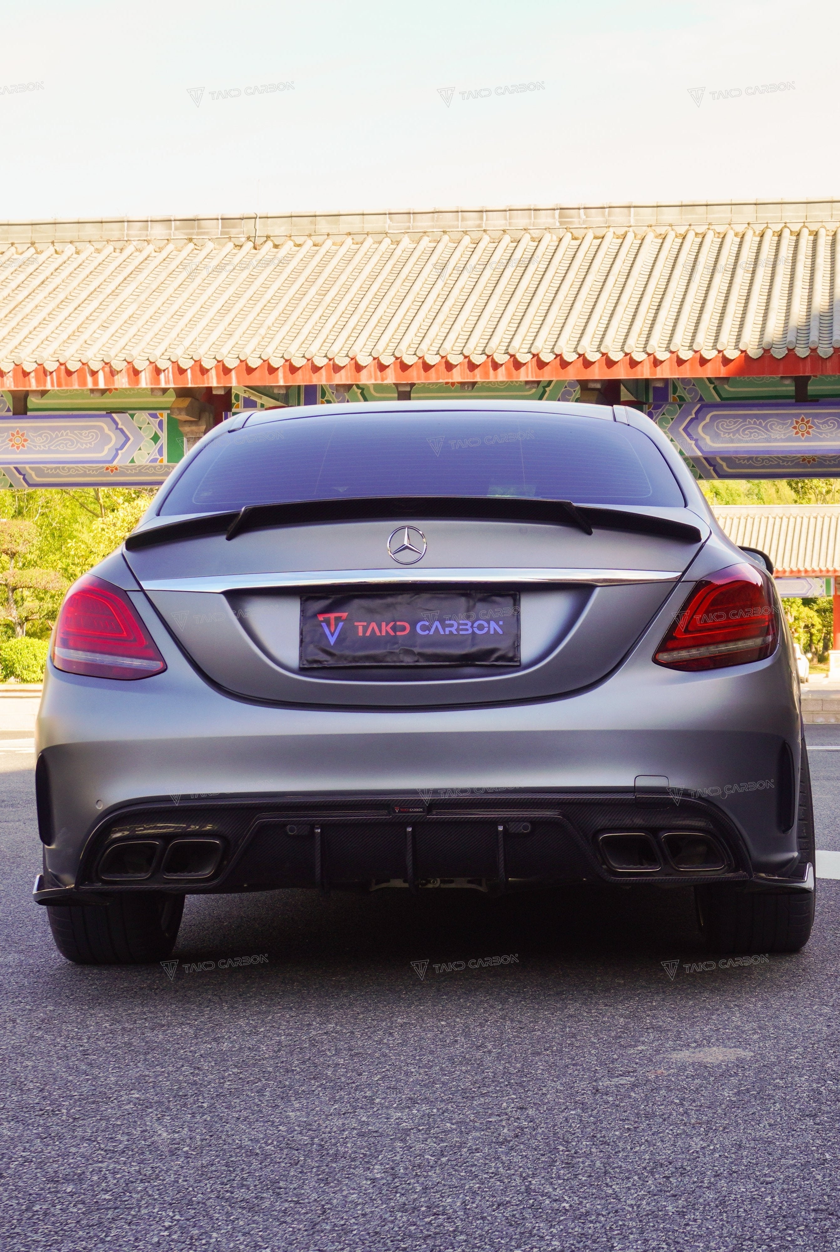 Mercedes Benz C-Class C63/C63S W205 (fits both Pre-Facelift & Facelift) W205 2015 2016 2017 2018 2019 2020 2021 with Aftermarket Parts - Rear Spoiler Pre-preg Carbon Fiber from TAKD Carbon