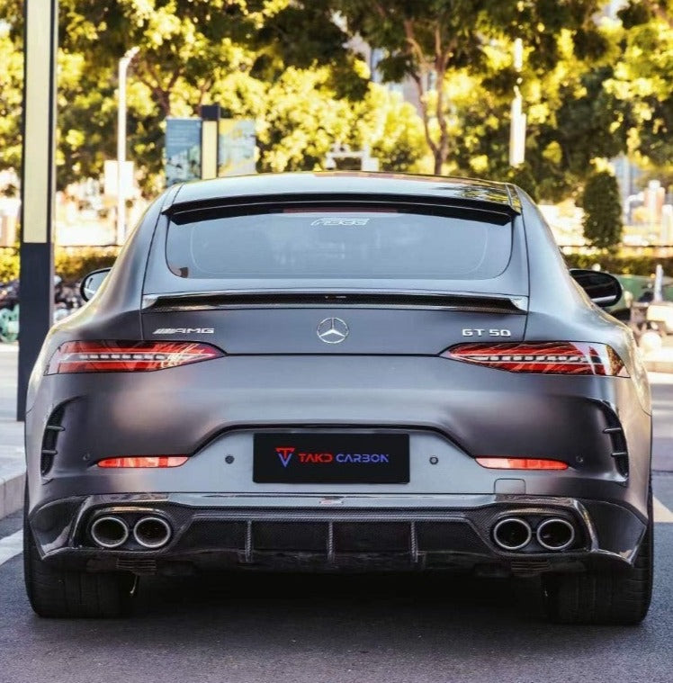 Mercedes Benz AMG GT43 GT50 GT53 GT63 X290 2019-2023 with Aftermarket Parts - Carbon Fiber Rear Trunk Spoiler from TAKD Carbon