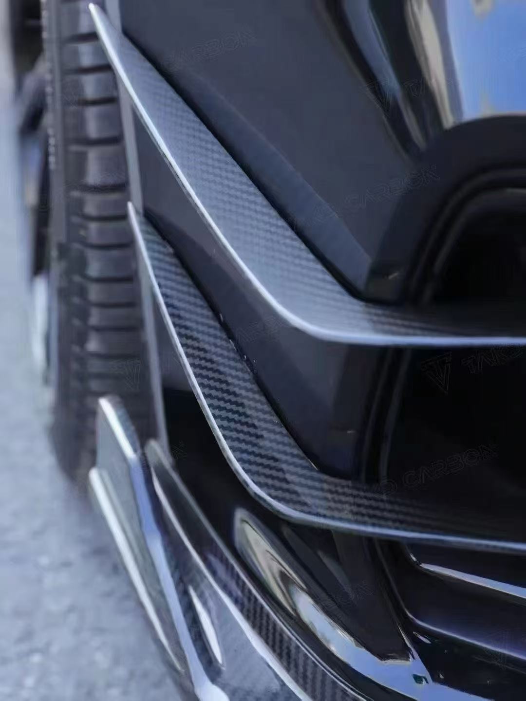 Audi S7 A7 (with s-line bumper) C8 2019 2020 2021 2022 2023 2024 with Aftermarket Parts - Front Lip Pre-preg Carbon Fiber from TAKD Carbon