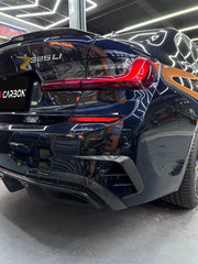 BMW 3 Series 330i (with M-package bumper,Does not fit base model) M340i G20 G21 Pre-LCI 2019-2022 with Aftermarket Parts - Pre-preg Carbon Fiber Rear Bumper Canards from TAKD Carbon