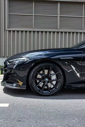 BMW 8 Series M850 840 (With M-Package Bumper) G14 G15 G16 2018 2019 2020 2021 2022 2023 2024 with Aftermarket Parts - V1 Style Front Lip Pre-preg Carbon Fiber from TAKD Carbon