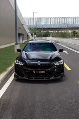BMW 8 Series M850 840 (With M-Package Bumper) G14 G15 G16 2018 2019 2020 2021 2022 2023 2024 with Aftermarket Parts - V1 Style Front Lip Pre-preg Carbon Fiber from TAKD Carbon
