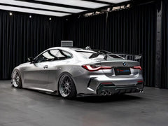 BMW 4 Series 430i M440i G22 G23 2020-ON & 4 Series Gran Coupe M440i 430i (with M-package bumper,Does not fit base model) G26 2022-ON & I4 M50 / e Drive 40 (with M-package bumper,Does not fit base model) G26 2022-ON with Aftermarket Parts - Side Skirts Pre-preg Carbon Fiber from TAKD Carbon