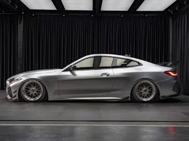 BMW 4 Series 430i M440i G22 G23 2020-ON & 4 Series Gran Coupe M440i 430i (with M-package bumper,Does not fit base model) G26 2022-ON & I4 M50 / e Drive 40 (with M-package bumper,Does not fit base model) G26 2022-ON with Aftermarket Parts - Side Skirts Pre-preg Carbon Fiber from TAKD Carbon