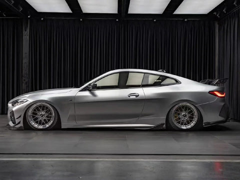 BMW 4 Series 430i M440i G22 G23 2020-ON & 4 Series Gran Coupe M440i 430i (with M-package bumper,Does not fit base model) G26 2022-ON & I4 M50 / e Drive 40 (with M-package bumper,Does not fit base model) G26 2022-ON with Aftermarket Parts - Side Skirts Pre-preg Carbon Fiber from TAKD Carbon