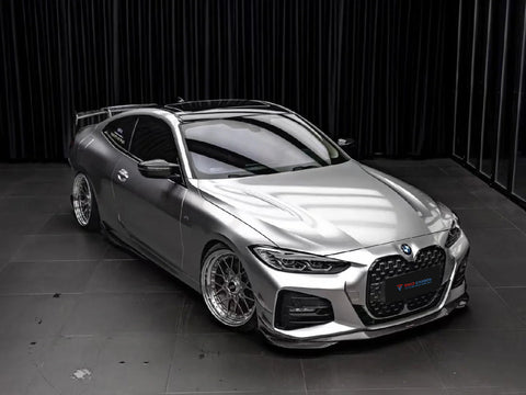 BMW 4 Series 430i (with M-package bumper, does not fit base model) M440i G22 G23 2020-ON with Aftermarket Parts - Front Canards Pre-preg Carbon Fiber from TAKD Carbon
