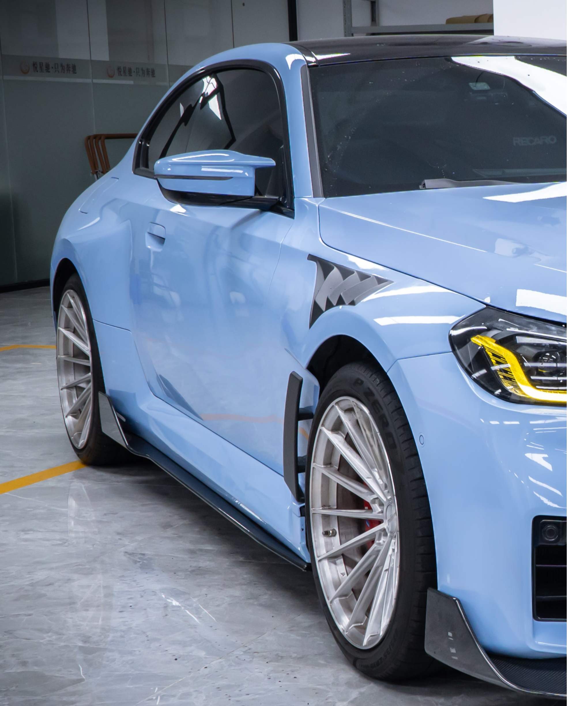 BMW M2 / M2C G87 2023-ON with Aftermarket Parts - AD Side Skirts Carbon Fiber from TAKD Carbon