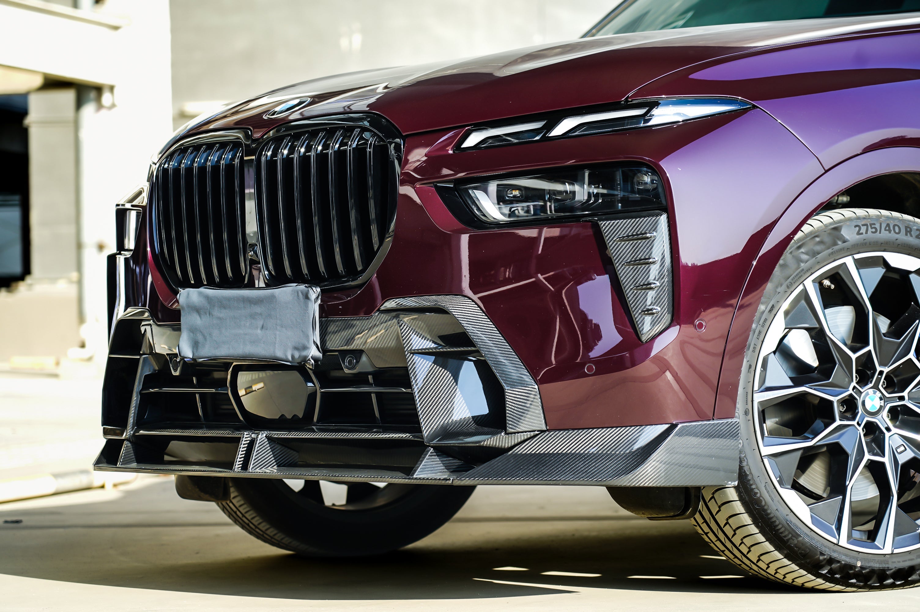 BMW X7 xDrive40i (With M-Package Bumper) M60i ALPINA XB7 LCI G07 2023-ON with Aftermarket Parts - Front Bumper Lower Center Grill Trim Pre-preg Carbon Fiber from TAKD Carbon