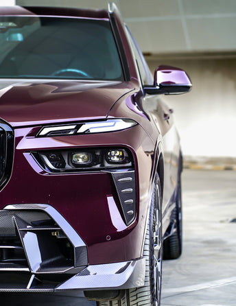 BMW X7 xDrive40i (With M-Package Bumper) M60i ALPINA XB7 LCI G07 2023-ON with Aftermarket Parts - Headlight Valance Trim Pre-preg Carbon Fiber from TAKD Carbon