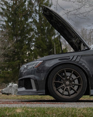 Audi RS3 8V.5 2018 2019 2020 with Aftermarket Parts - Front Fenders Pre-preg Carbon Fiber from TAKD Carbon