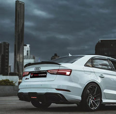 Audi RS3 8V.5 2018 2019 2020 with Aftermarket Parts - V1 Rear Diffuser Pre-preg Carbon Fiber from TAKD Carbon