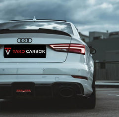 Audi RS3 8V.5 2018 2019 2020 with Aftermarket Parts - V1 Rear Diffuser Pre-preg Carbon Fiber from TAKD Carbon