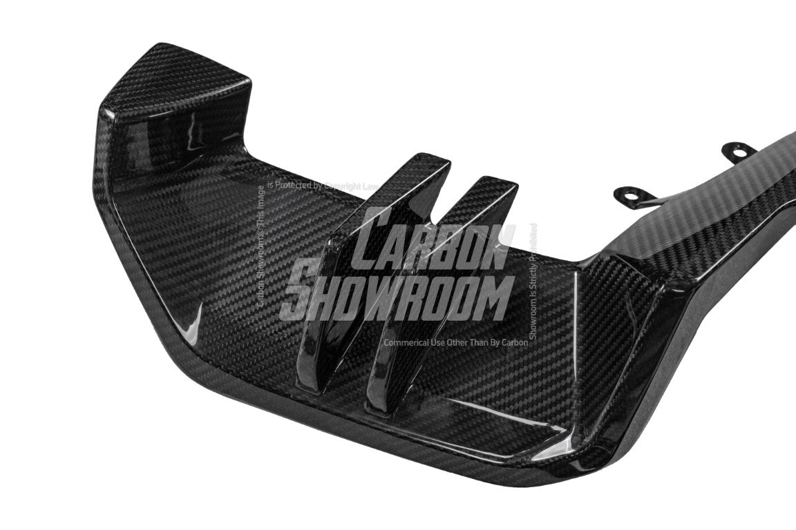 BMW 5 Series 530 540 (with M-package bumper, does not fit base model) & i5 e/x Drive40 (with M-package bumper, does not fit base model) M60 G60 G61 2024-ON with Aftermarket Parts - MP Style Rear Diffuser (Quad Exhaust Tips Included) Pre-preg Carbon Fiber from TAKD Carbon