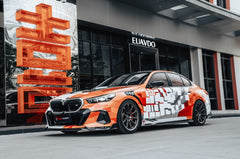 BMW 5 Series 530 540 (with M-package bumper, does not fit base model) & i5 e/x Drive40 (with M-package bumper, does not fit base model) M60 G60 G61 2024-ON with Aftermarket Parts - V1 Style Front Lip Pre-preg Carbon Fiber from TAKD Carbon
