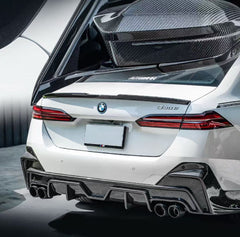 BMW 5 Series 530 540 & i5 e/x Drive40 M60 G60 2024-ON with Aftermarket Parts - V1 Style Rear Spoiler Pre-preg Carbon Fiber from TAKD Carbon