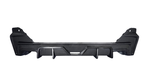 BMW 5 Series 530 540 (with M-package bumper, does not fit base model) G60 G61 2024-ON with Aftermarket Parts - V1 Style Rear Diffuser (Quad Exhaust Tips Included) Pre-preg Carbon Fiber from TAKD Carbon