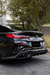 BMW 8 Series 840i (With M-Package Bumper) M850i G16 2018 2019 2020 2021 2022 2023 2024 with Aftermarket Parts - V3 Style Rear Diffuser Pre-preg Carbon Fiber from TAKD Carbon