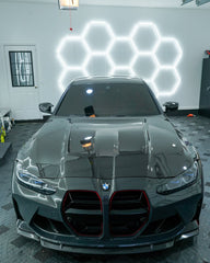 BMW M3 / M3C G80 G81 & M4 / M4C G82 G83 2021 2022 2023 2024 with Aftermarket Parts - Hood Bonnet Double-sided Pre-preg Carbon Fiber from TAKD Carbon