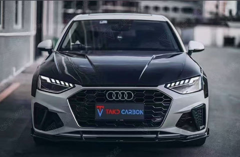 Audi S4 A4 S-line (with s-line bumper) B9.5 2020-ON with Aftermarket Parts - Front Lip Pre-preg Carbon Fiber from TAKD Carbon