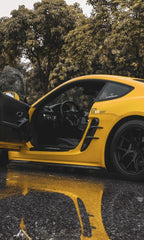 Porsche 718 Cayman / Boxster / GTS / GT4 / Spyder 2017 2018 2019 2020 2021 2022 2023 2024 with Aftermarket Parts - Side Skirts Pre-preg Carbon Fiber from TAKD Carbon