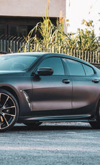 BMW 8 Series M850 840 G16 2018 2019 2020 2021 2022 2023 2024 with Aftermarket Parts - V1 Style Side Skirts Pre-preg Carbon Fiber from TAKD Carbon