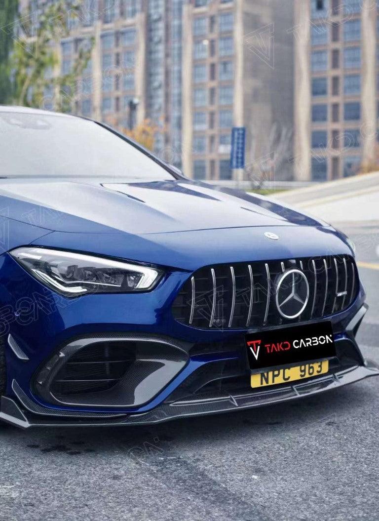 Mercedes Benz CLA45 CLA45S C118 2020 2021 2022 2023 2024 with Aftermarket Parts - V2 Style Front Lip Pre-preg Carbon Fiber from TAKD Carbon