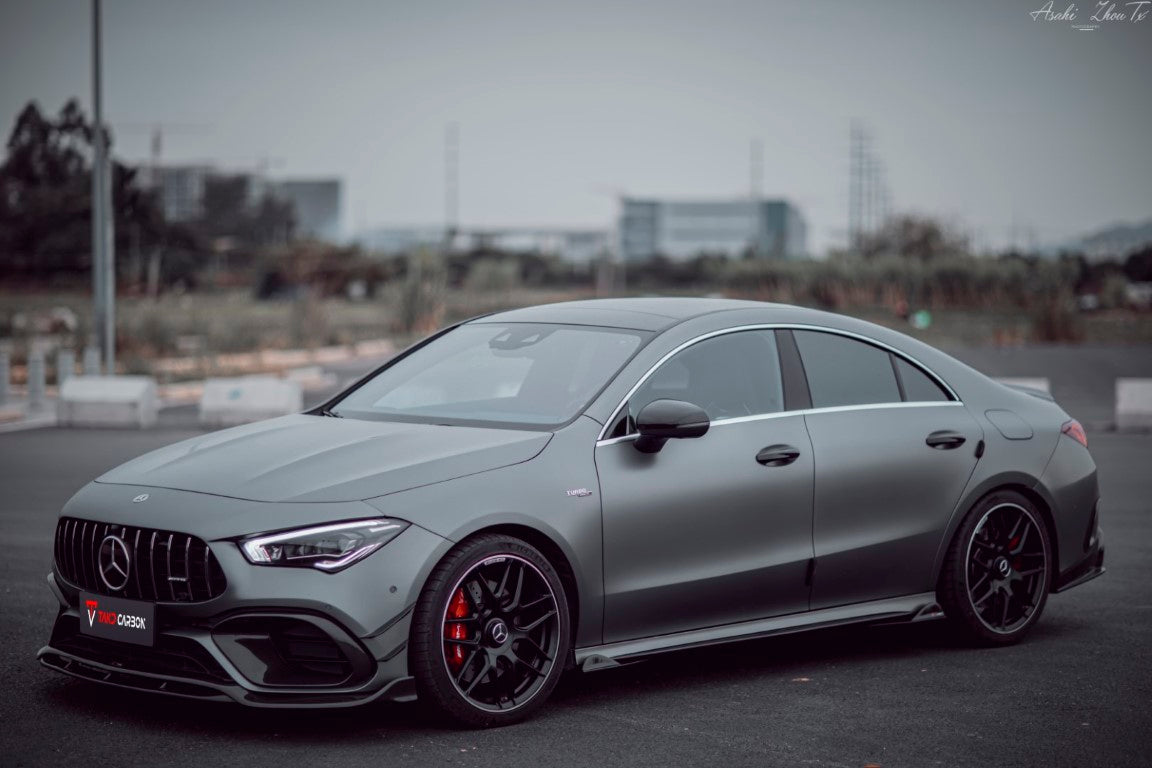 TAKD Carbon Side Skirts Extensions for Mercedes Benz CLA45 CLA35 CLA250 C118 Carbon Fiber