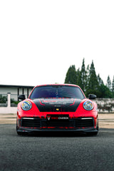 Porsche 911 992 Carrera / 4 / S / 4S (Fits Base Model Only, Does Not Fit Aero Kit / Sport Package) 2020 2021 2022 2023 2024 with Aftermarket Parts - Front Lip Pre-preg Carbon Fiber from TAKD Carbon