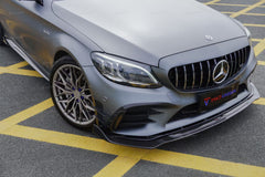 Mercedes Benz C-Class AMG C43 C300 (with sport package) W205 Sedan Facelift 2019 2020 2021 with Aftermarket Parts - Front Canards Dry Pre-preg Carbon Fiber from TAKD Carbon