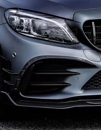 Mercedes Benz C-Class AMG C43 C300 (with sport package) W205 Sedan Facelift 2019 2020 2021 with Aftermarket Parts - Front Intake Cover Dry Pre-preg Carbon Fiber from TAKD Carbon