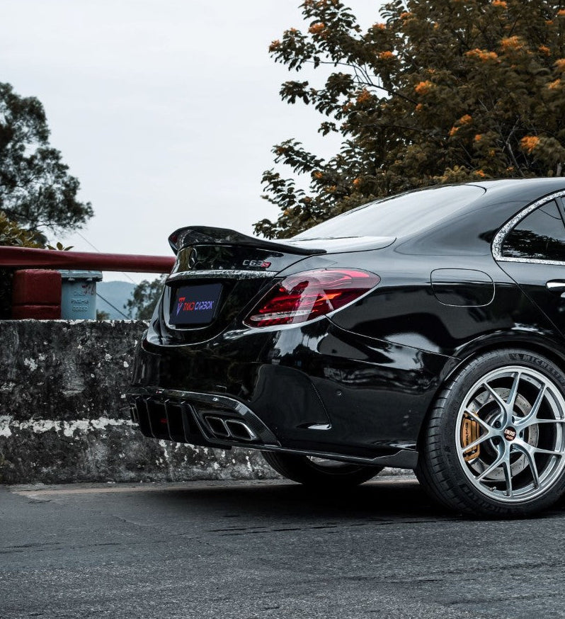 Mercedes Benz C-Class C63S C63 C43 AMG C450 C300 W205 Sedan 2015 2016 2017 2018 2019 2020 2021 with Aftermarket Parts - V2 Rear Lip Spoiler Dry Pre-preg Carbon Fiber from TAKD Carbon