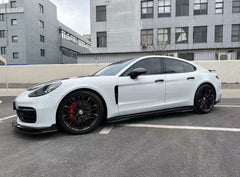 Porsche Panamera 971.2 GTS 2017 2018 2019 2020 2021 2022 2023 with Aftermarket Parts - V1 Front Lip Pre-preg Carbon Fiber from TAKD Carbon