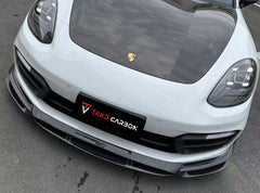 Porsche Panamera 971.2 GTS 2017 2018 2019 2020 2021 2022 2023 with Aftermarket Parts - V1 Front Lip Pre-preg Carbon Fiber from TAKD Carbon