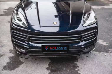 Porsche Cayenne / GTS (does not fit sport design package) 9Y0 9Y3 2018 2019 2020 2021 2022 2023 with Aftermarket Parts - Front Lip Pre-preg Carbon Fiber from TAKD Carbon