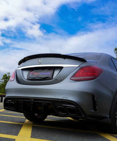Mercedes Benz C-Class C63S C63 C43 AMG C300 W205 Sedan (Fits Both Pre-LCI & LCI,C300 requires sport package bumper) with Aftermarket Parts - Rear Diffuser Dry Pre-preg Carbon Fiber from TAKD Carbon