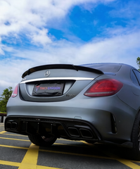 Mercedes Benz C-Class C63S C63 C43 AMG C300 W205 Sedan (Fits Both Pre-LCI & LCI,C300 requires sport package bumper) with Aftermarket Parts - Rear Diffuser Dry Pre-preg Carbon Fiber from TAKD Carbon