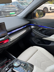 BMW 5 Series 530 540 & i5 e/x Drive40 M60 G60 G61 2024-ON with Aftermarket Parts - Pre-preg Carbon Fiber Center Console Infotainment Screen Trim Cover from TAKD Carbon