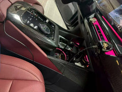 BMW 5 Series 530 540 & i5 e/x Drive40 M60 G60 G61 2024-ON with Aftermarket Parts - Pre-preg Carbon Fiber Center Console Infotainment Screen Trim Cover from TAKD Carbon