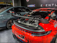 Porsche 911 992 Carrera / 4 / S / 4S (Fits Base Model Only, Does Not Fit Aero Kit / Sport Package) 2020 2021 2022 2023 2024 with Aftermarket Parts - V1 Style Rear Spoiler Pre-preg Carbon Fiber from TAKD Carbon