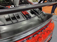 Porsche 911 992 Carrera / 4 / S / 4S (Fits Base Model Only, Does Not Fit Aero Kit / Sport Package) 2020 2021 2022 2023 2024 with Aftermarket Parts - V1 Style Rear Spoiler Pre-preg Carbon Fiber from TAKD Carbon