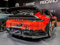Porsche 911 992 Carrera / 4 / S / 4S (Fits Base Model Only, Does Not Fit Aero Kit / Sport Package) 2020 2021 2022 2023 2024 with Aftermarket Parts - V1 Style Rear Diffuser Pre-preg Carbon Fiber from TAKD Carbon