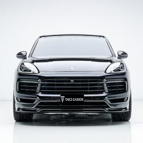 Porsche Cayenne / GTS (does not fit sport design package) 9Y0 9Y3 2018 2019 2020 2021 2022 2023 with Aftermarket Parts - Front Lip Pre-preg Carbon Fiber from TAKD Carbon