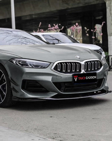 BMW 8 Series 840i (With M-Package Bumper) M850i G14 G15 G16 2018-ON with Aftermarket Parts - V2 Style Carbon Fiber Front Lip from TAKD Carbon