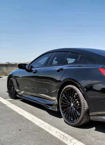 BMW 8 Series 840i M850i G16 2018-ON with Aftermarket Parts - V2 Style Carbon Fiber Side Skirts from TAKD Carbon