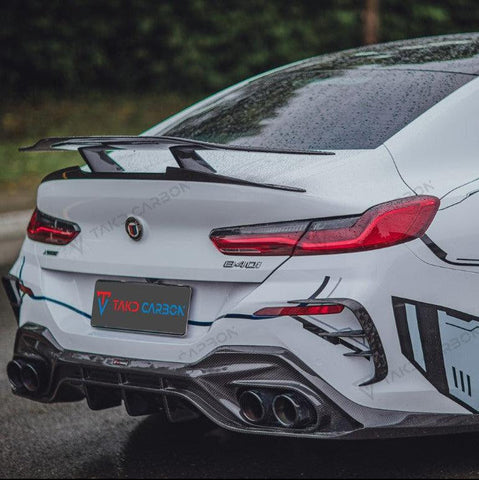 BMW 8 Series 840i (With M-Package Bumper) M850i G16 2018 2019 2020 2021 2022 2023 2024 with Aftermarket Parts - V3 Style Rear Diffuser Pre-preg Carbon Fiber from TAKD Carbon
